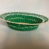 Old green scoubidou basket