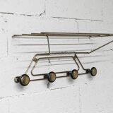Vintage 1960s golden brass wall coat rack