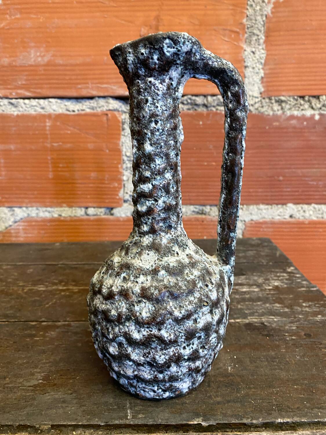 Old pitcher annette roux fat lava ceramics grey & bubbles