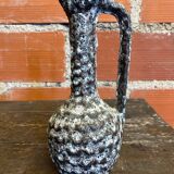 Old pitcher annette roux fat lava ceramics grey & bubbles