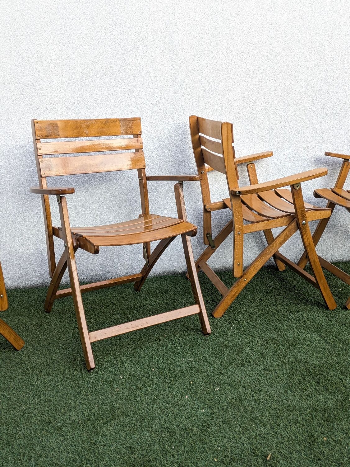 4 vintage folding garden armchairs – French work 1970-80