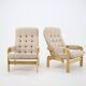 1970s Pair of Beech High Back Armchairs, Czechoslovakia