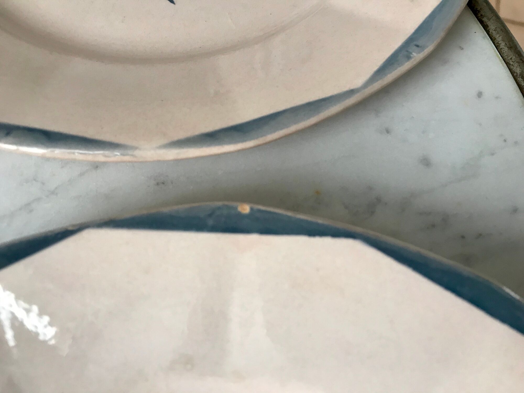 Set of 6 flat plates digoin sarreguemines pink and blue flowers 40s