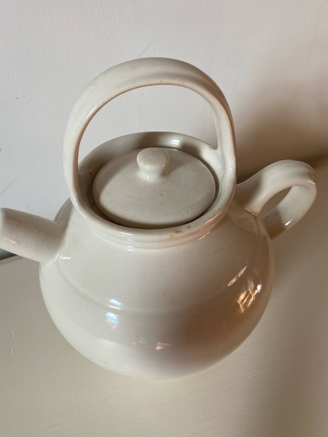 Antique Digoin earthenware teapot