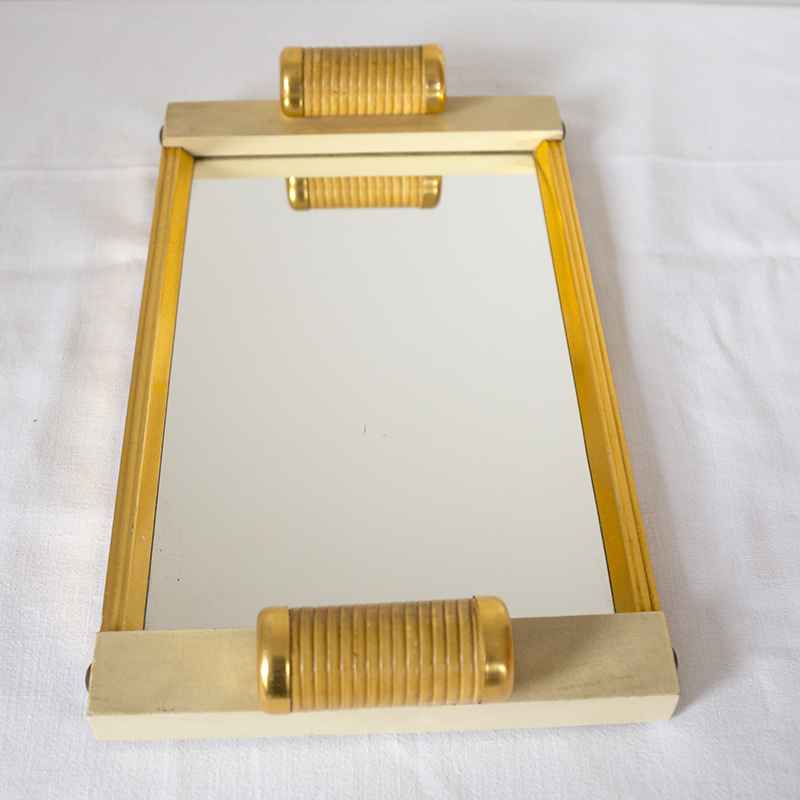 Plateau miroir bois et métal