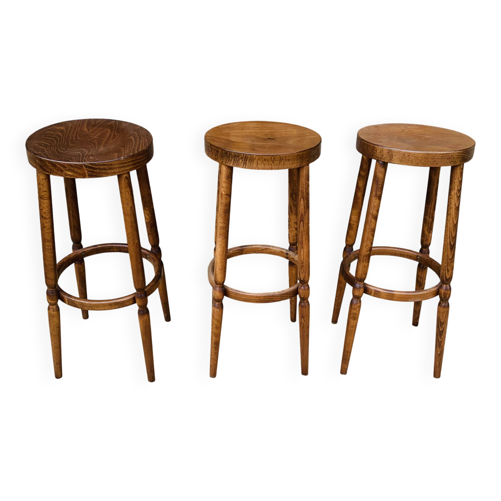 Trio de tabourets hauts de bistrot vintage