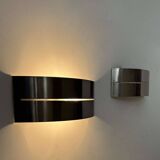 Pair of vintage wall lights, brushed metal, France 1980.