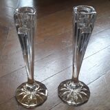 1 set of 2 vintage crystal candle holders