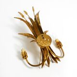 Beautiful large 70s gold-plated 2-armed metal wall lamp by Hans Kögl