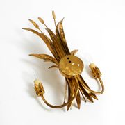 Beautiful large 70s gold-plated 2-armed metal wall lamp by Hans Kögl