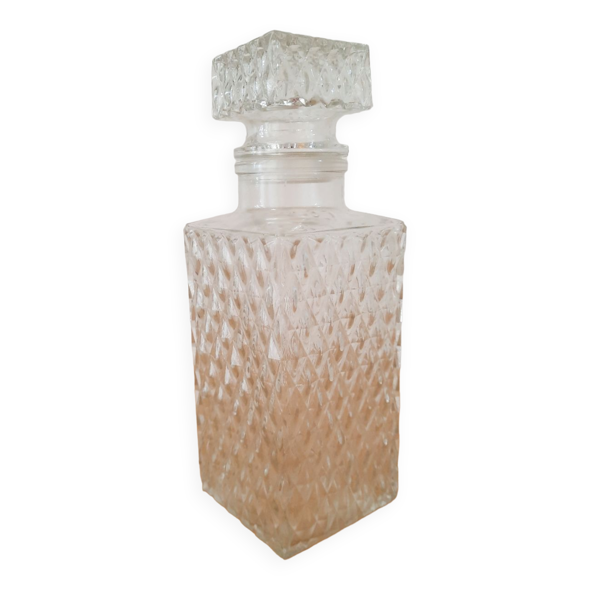 Carved glass decanter
