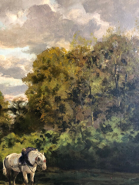 Clément Quinton (1851-1920), large oil on canvas "Forestiers"