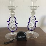 Set of 2 Murano glass candlesticks