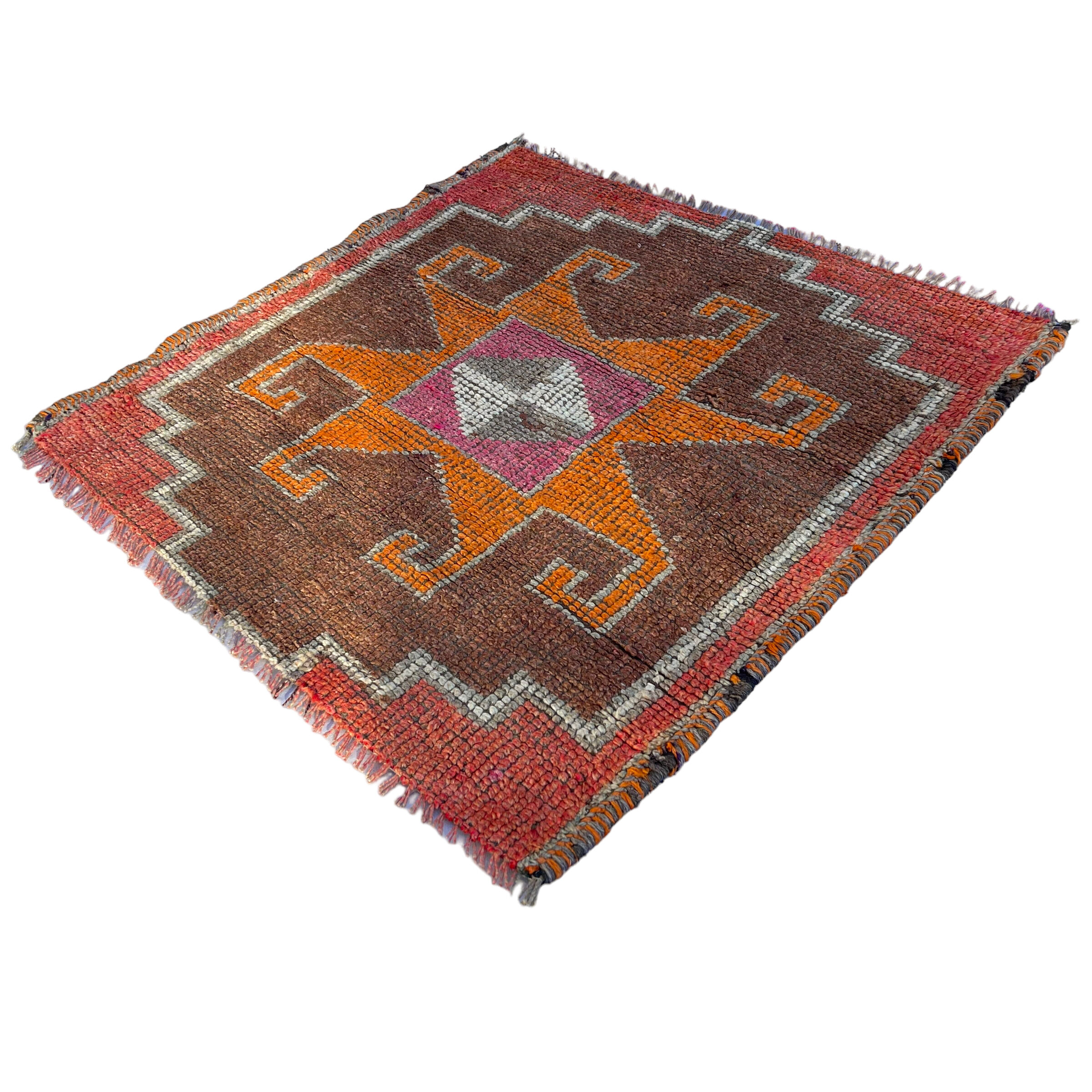 Tapis herki kurde vintage, 100 x 100 cm