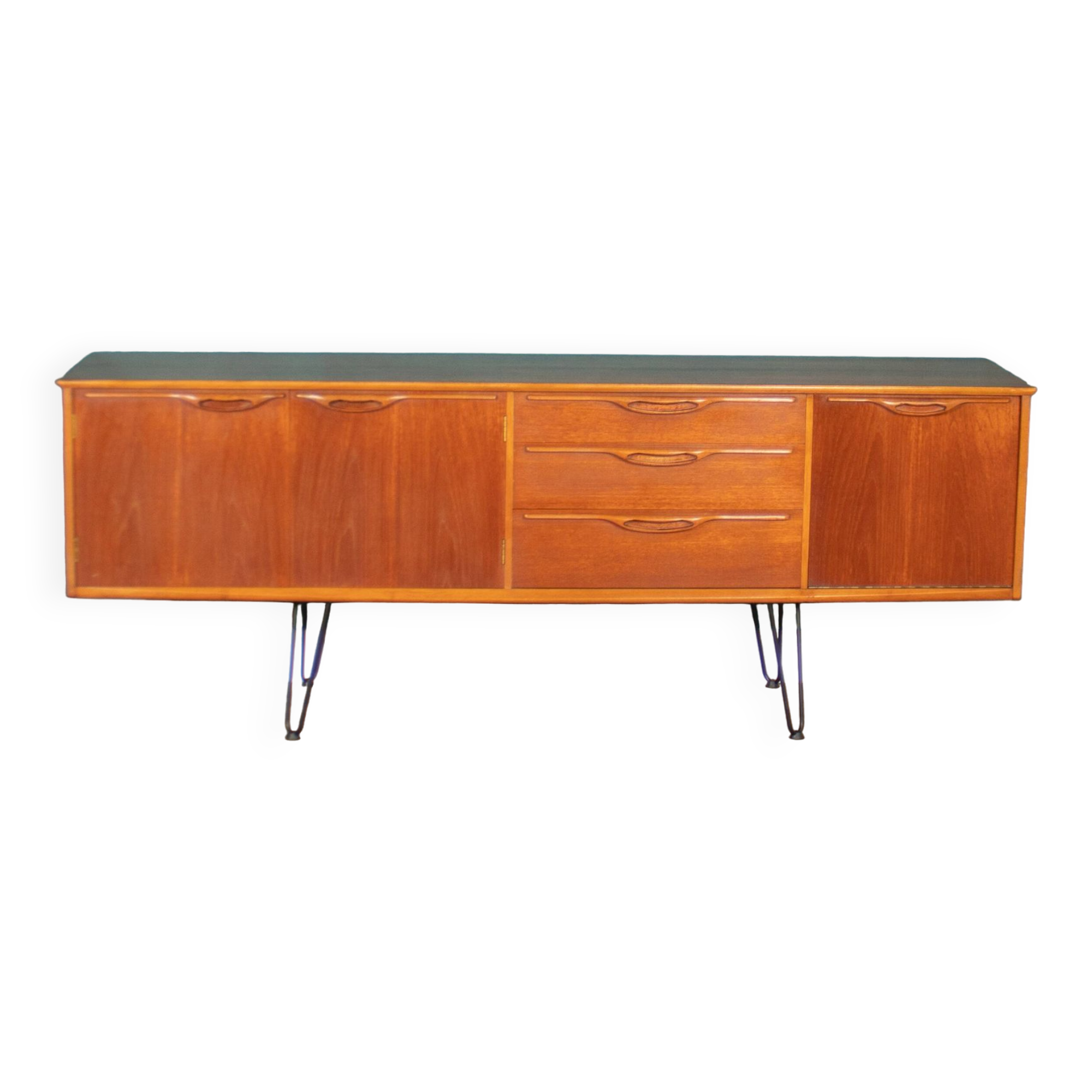 Retro Teak 1960s Long Jentique Classic Mid Century Sideboard Hairpin Legs