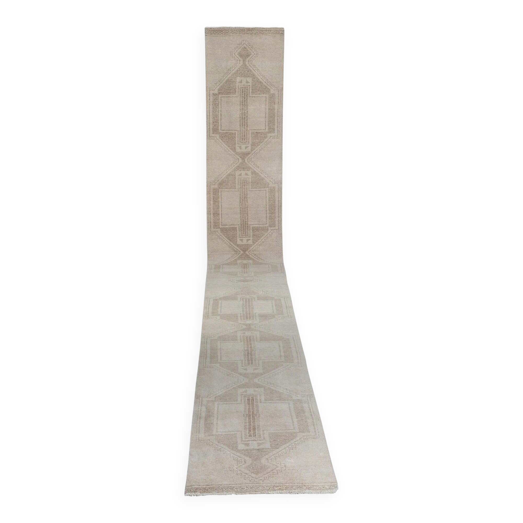 Vintage Turkish hallway rug 98x856 cm
