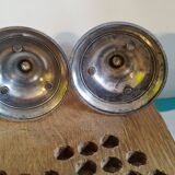 2 small silver metal candle holders