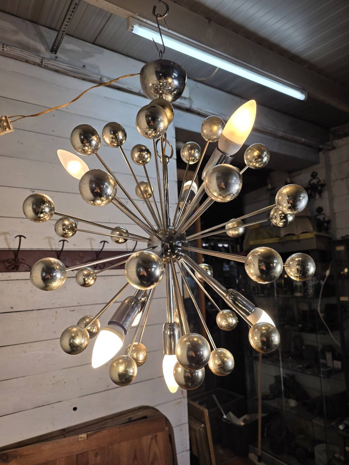 1970s chrome metal Sputnik chandelier