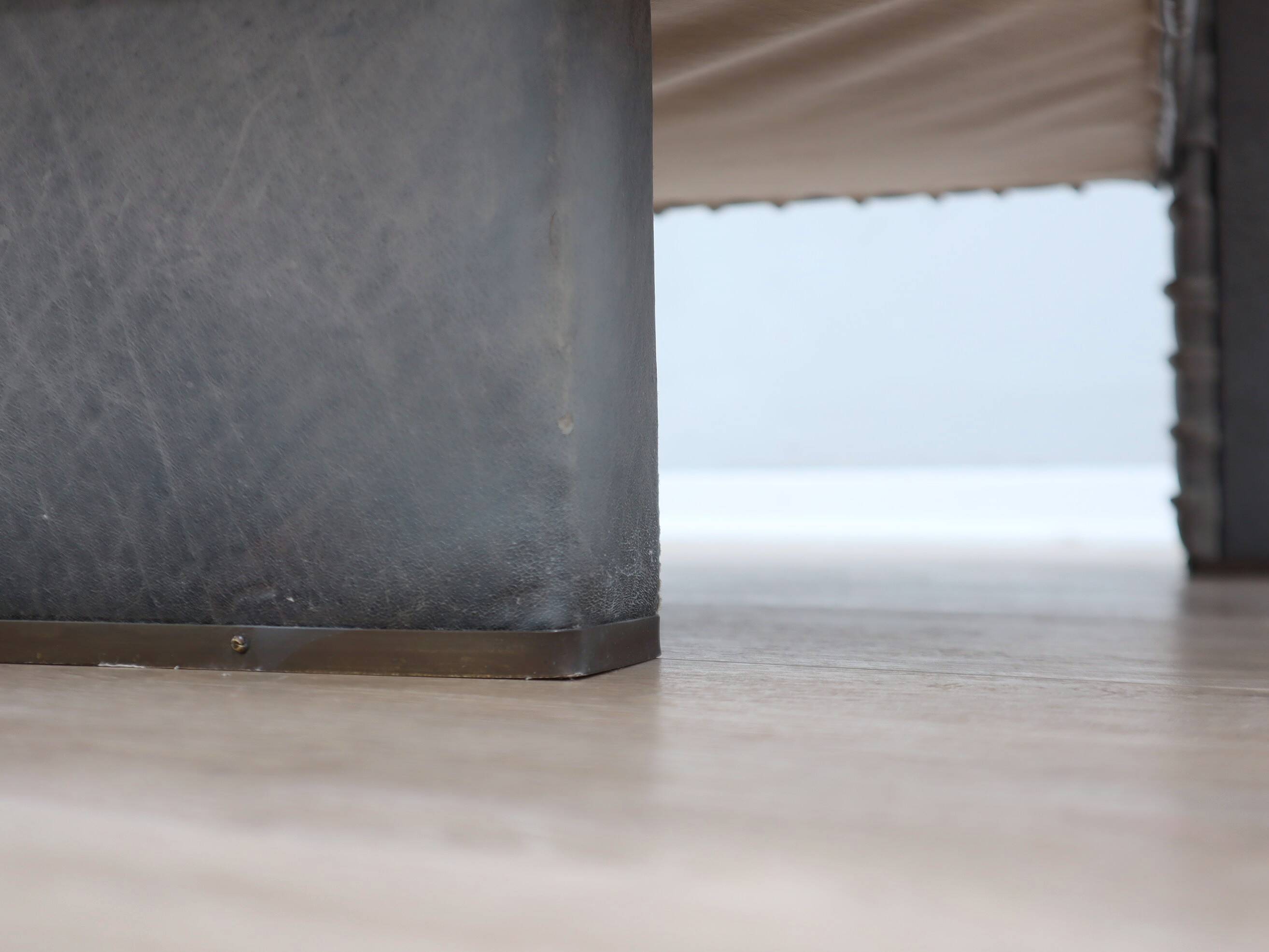 Marzio Cecchi armchair in ribbed Leather and goose down cushions 1970s