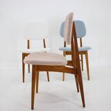 1960s Set of Three Oak Dining Chairs in Boucle, Czechoslovakia