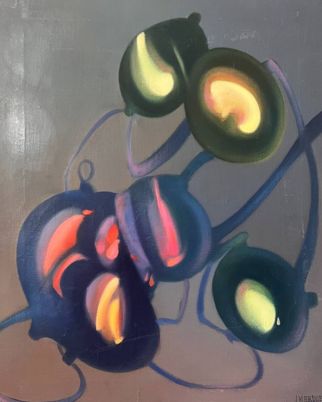 Lucien marduel (1931) yellow red abstraction original modern painting