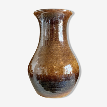 Vase en céramique émaillée marron