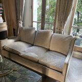 Beige velvet sofa