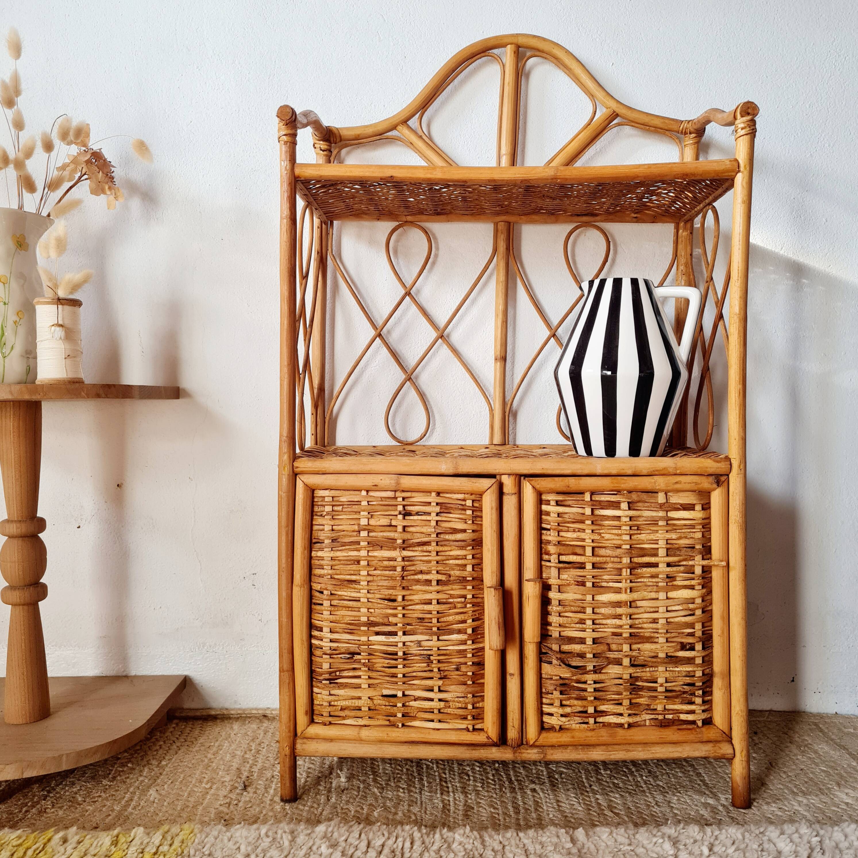 Rattan bookshelf shelf