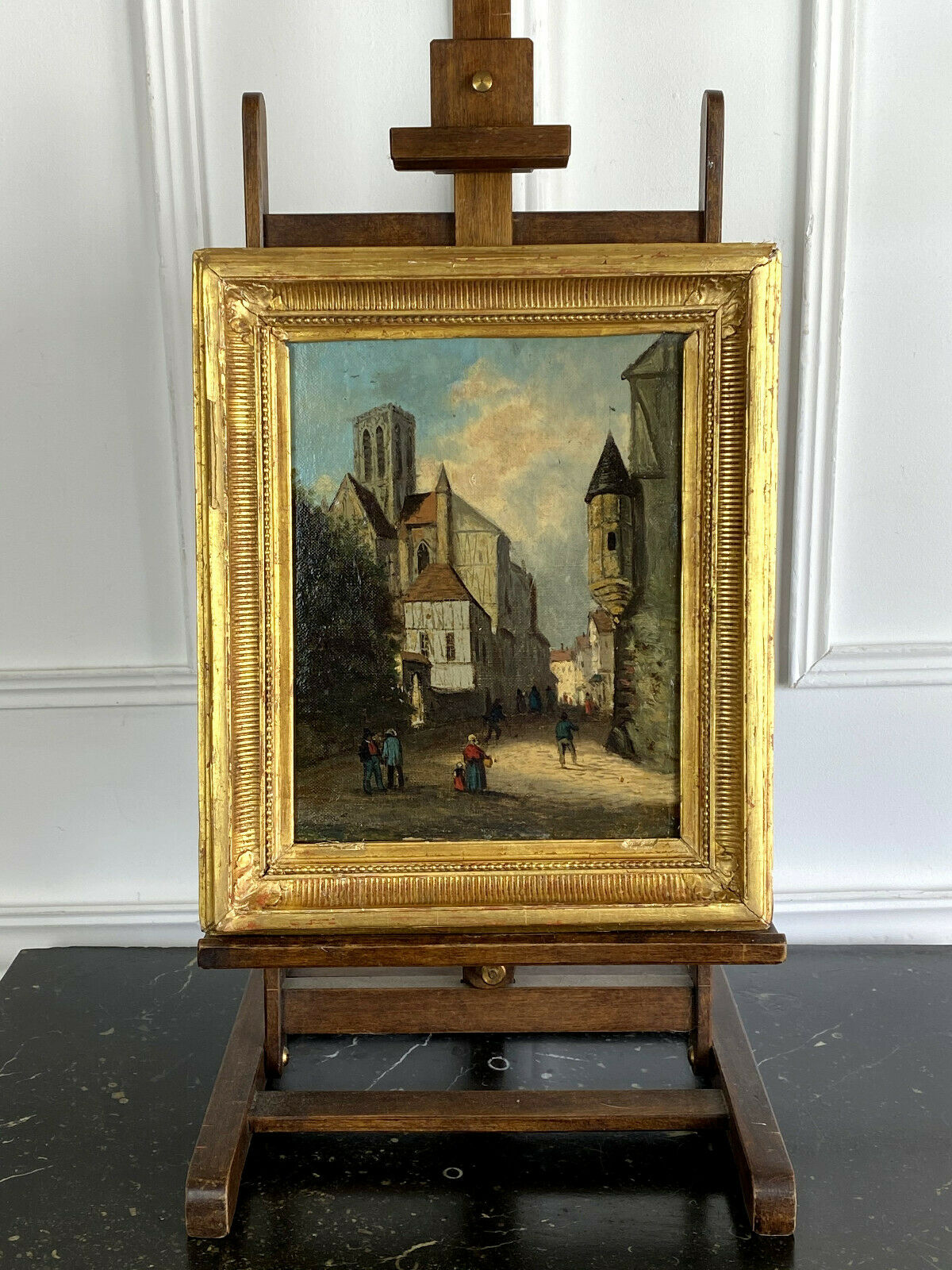 Oil on panel table from the early 19th century