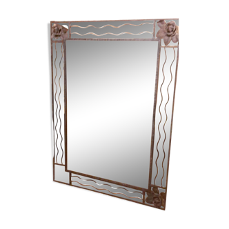 Art deco mirror in wrought iron
