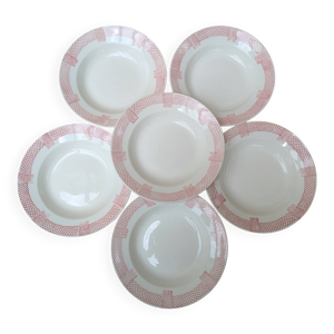6 assiettes creuses Longwy - bordure