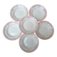 6 assiettes creuses Longwy modèle Toulouse bordure rose terre de fer
