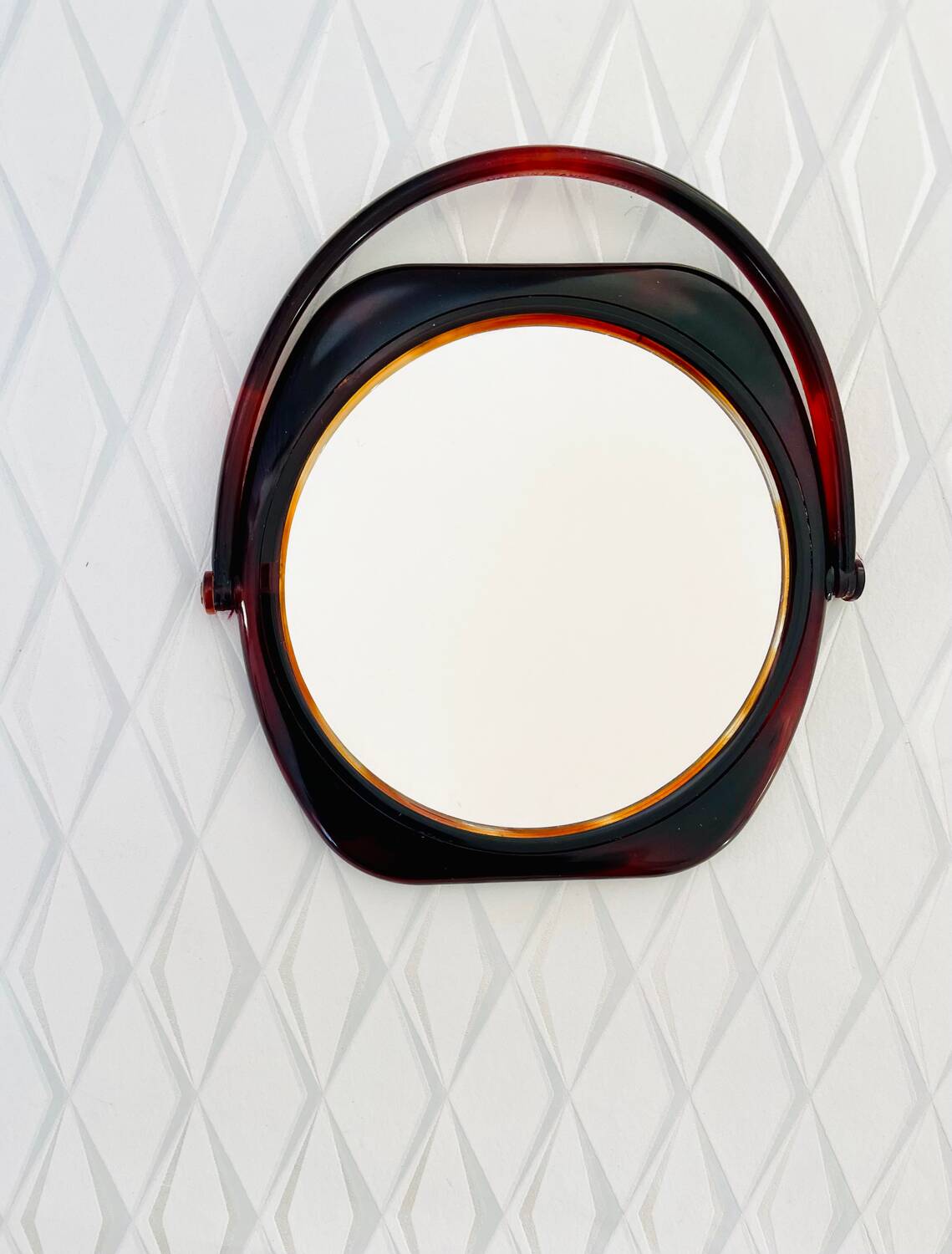 Vintage 70s tortoiseshell plastic mirror