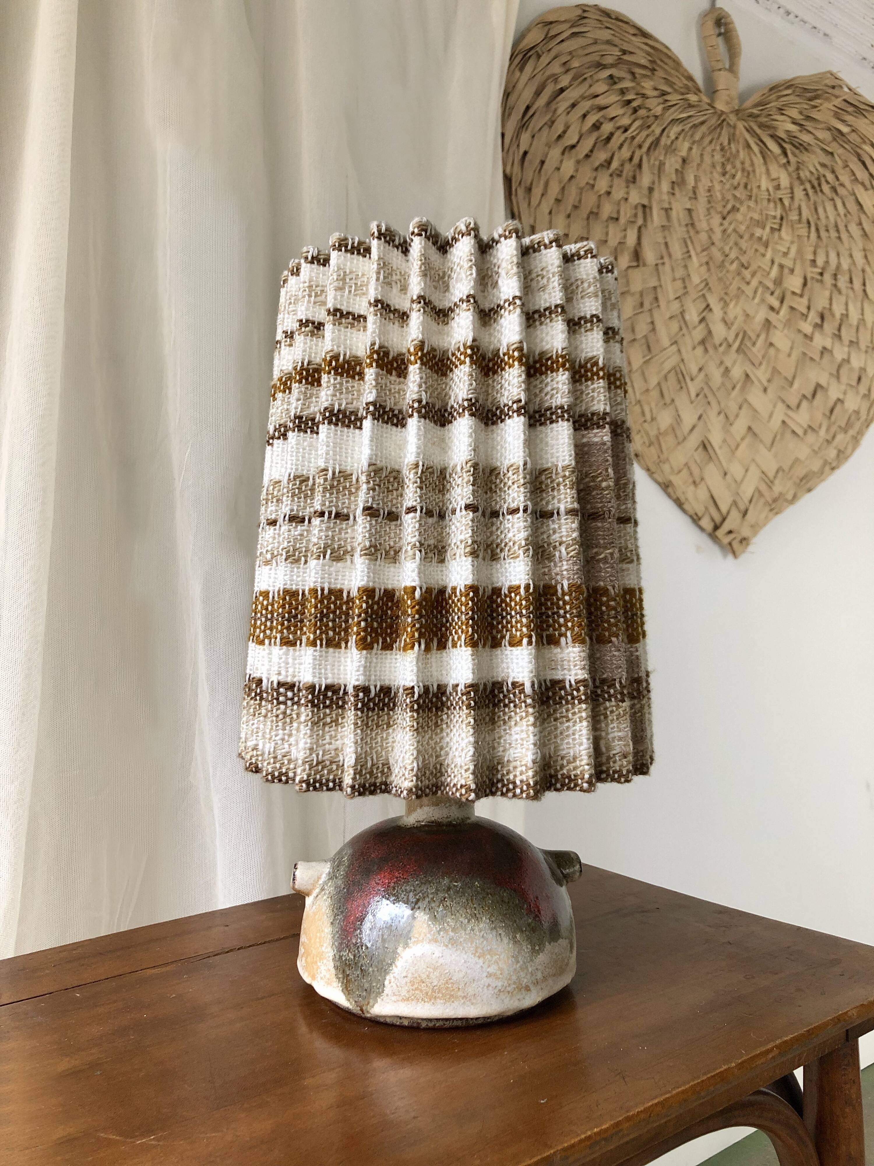 West Germany ceramic lamp and pleated lampshade