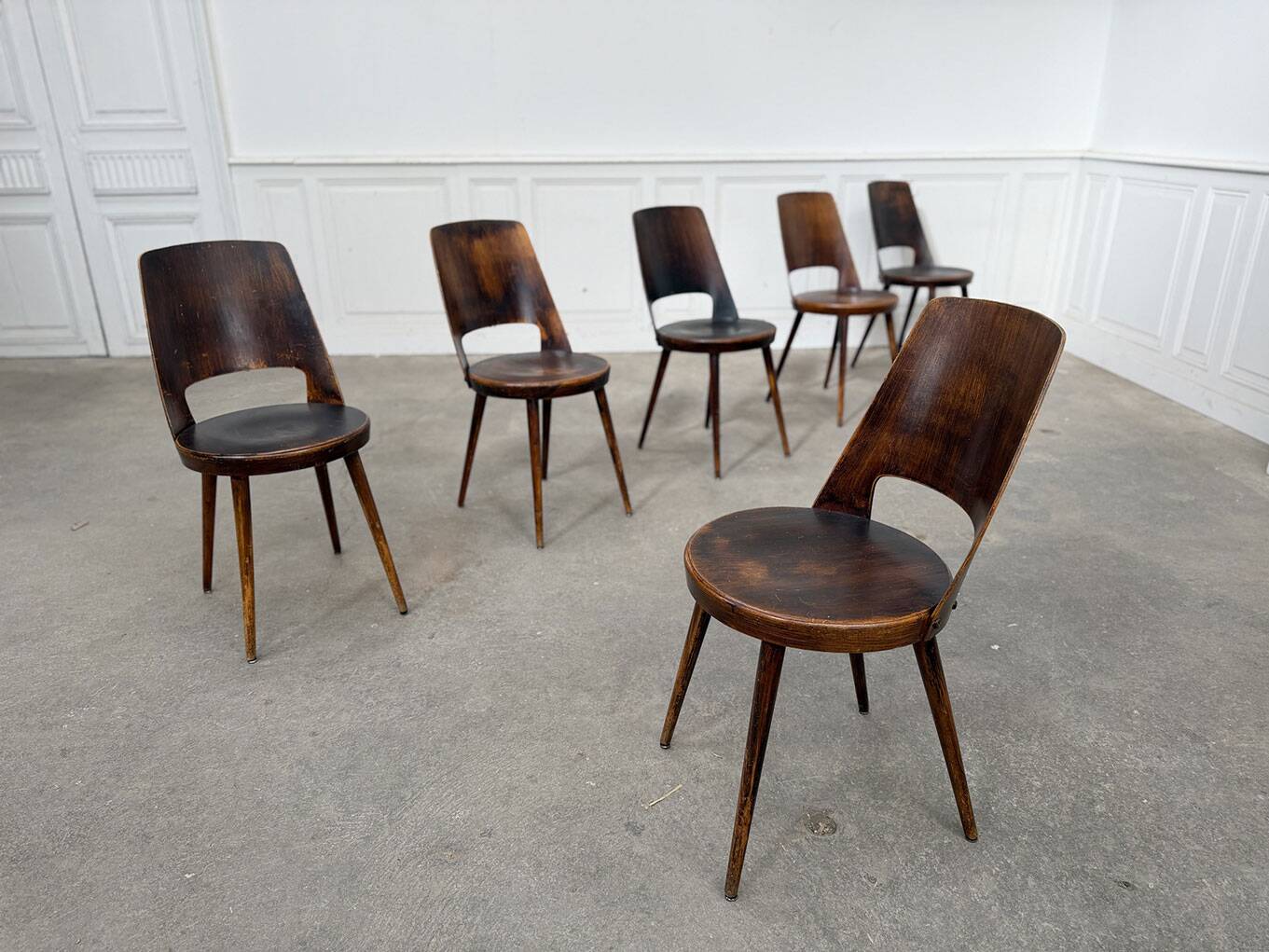 6 chocolate brown Baumann Mondor chairs