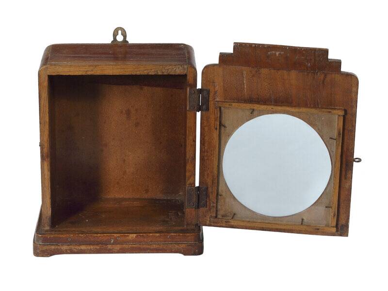 Small old wall display case clock box patina original india