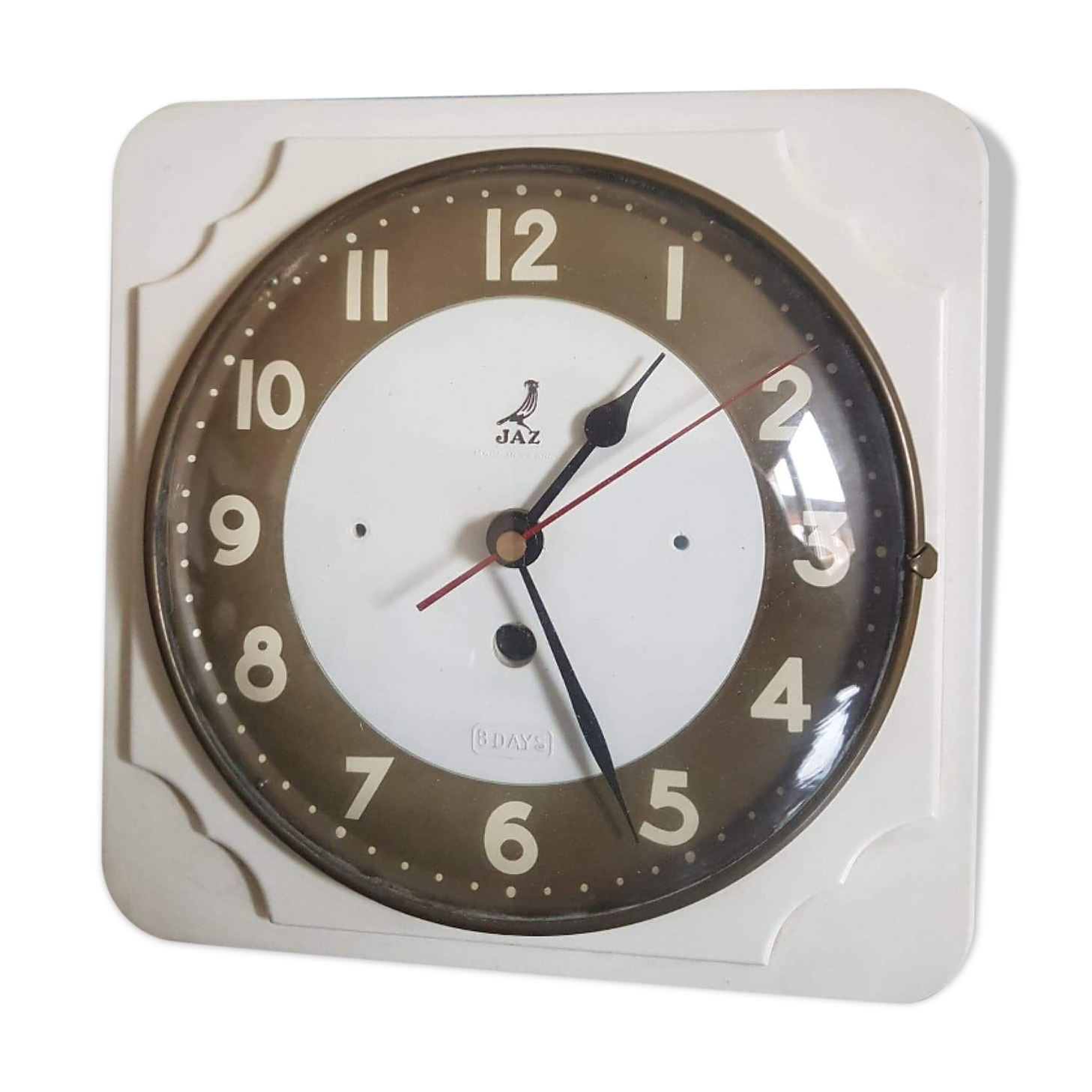 Old pendulum wall kitchen white bakelite 1950 Jaz