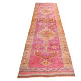 3x10 Pink & Brown Oriental Vintage Runner, 90x317Cm