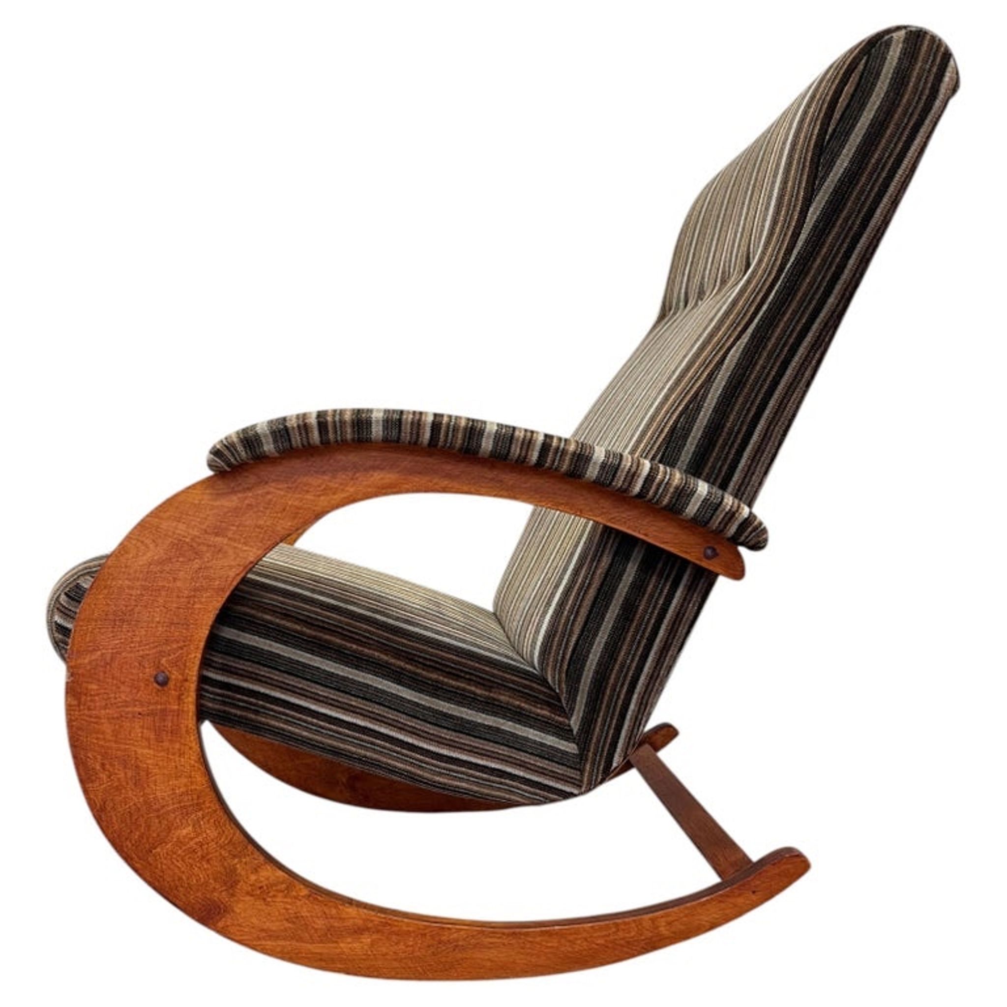 1940s rare design organic rocking chair - czechoslovakia