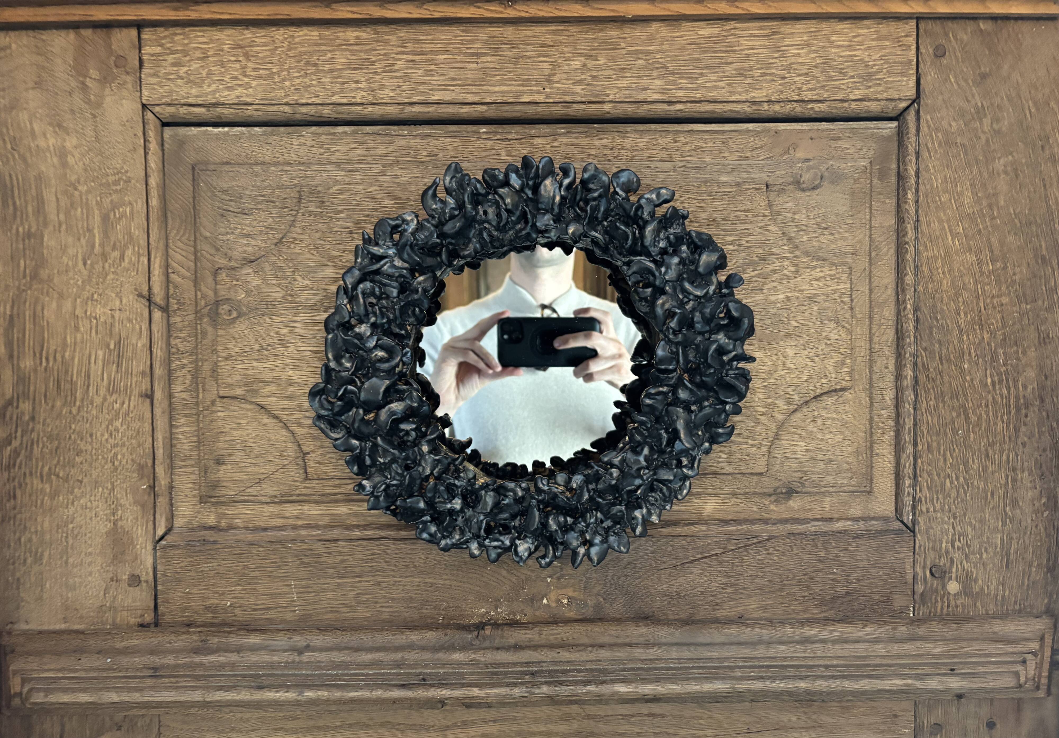 Contemporary French ceramic mirror, Bosco by Renzo Maar.
