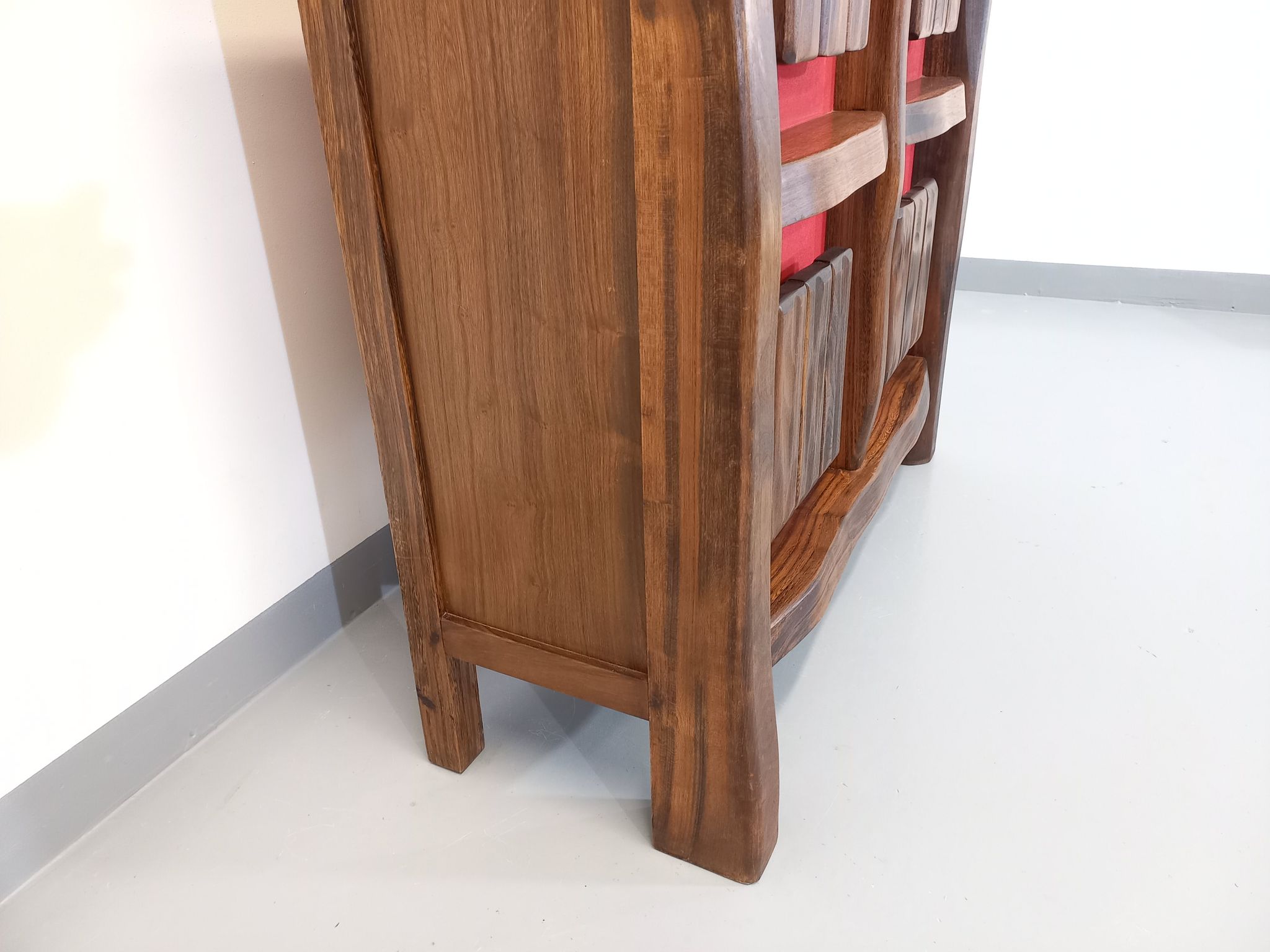 Bright brutalist bar furniture aranjou vintage from the 50s 60s in solid elm