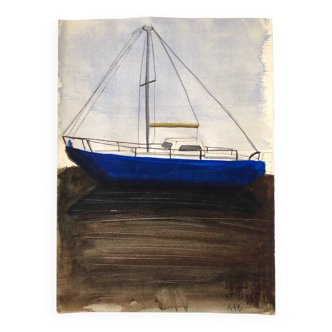 Illustration Bateau Bleu