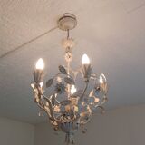 Wrought iron chandelier - Floral decor - Italy - 1950