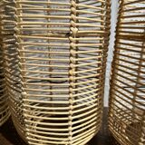 Large lantern-shaped rattan pendant lamp H50 D24