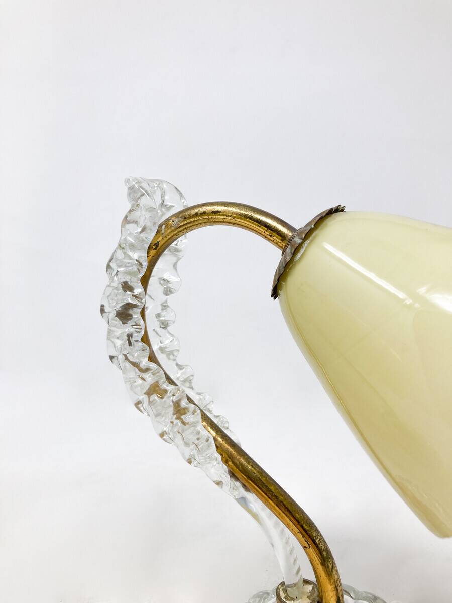 Mid-Century Modern Brass and Glass Table Lamp, 1950s