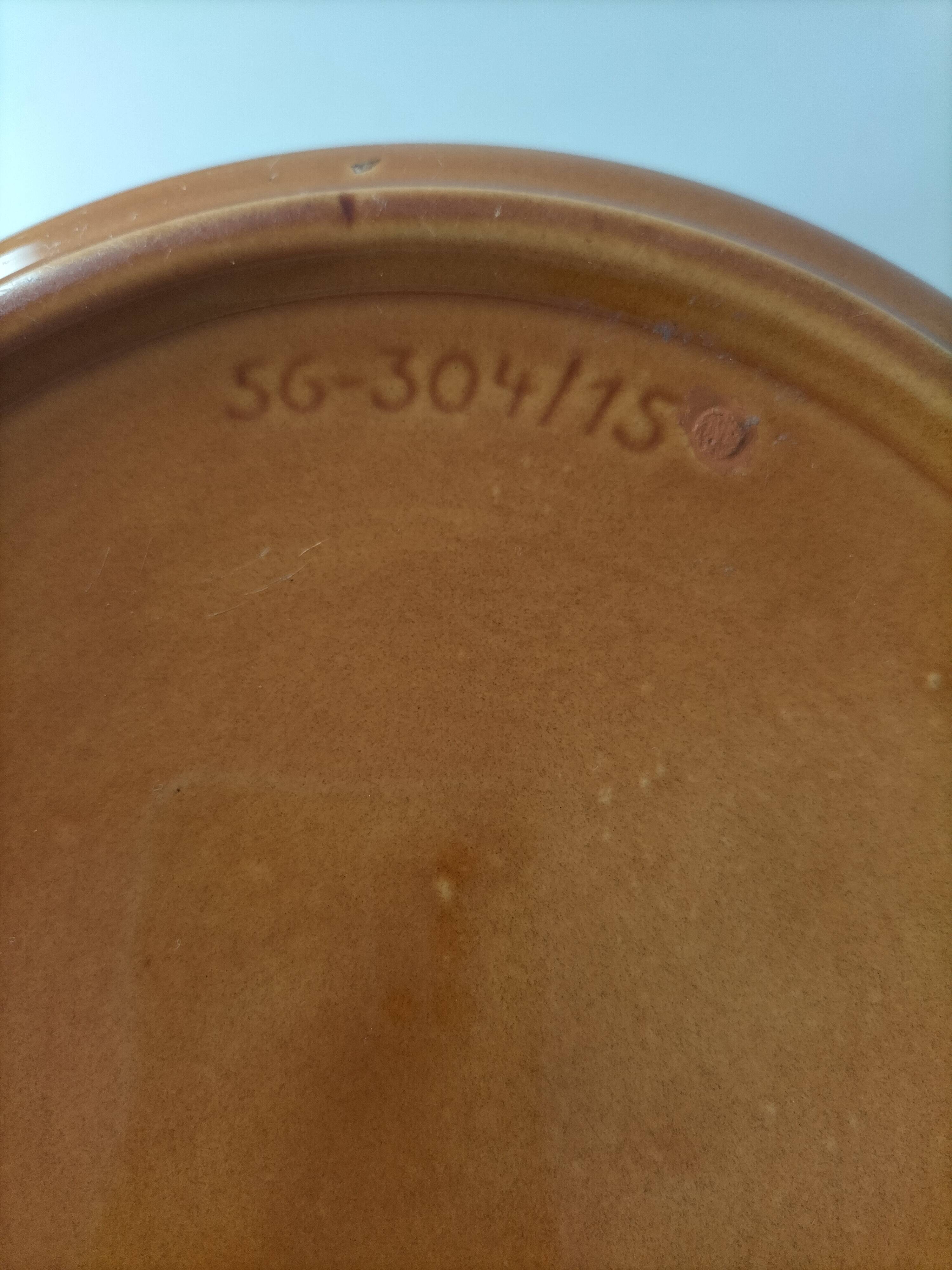 Vintage Luwasa cache-pot in brown caramel and black, ceramic, 1975