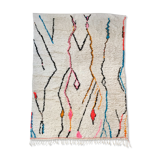 Moroccan Berber carpet Azilal ecru with colorful patterns 298x186cm