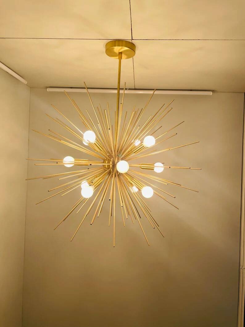 Beautiful mid century handmade urchin chandelier sputnik modern brass ceiling light fixture