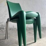 Vintage Louis XII armchair by Philippe Starck, molded blue plastic shell and metal legs