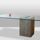 Saporiti. Brutalist and minimalist glass and concrete desk. 1970s.